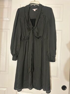 Victoria Secret Black Polka Dot Tie-Neck Women’s Dress